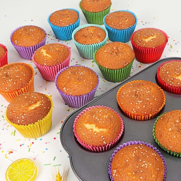 Gifbera Bright Rainbow Jumbo Cupcake Liners 400-Count, Large Solid Colorful Paper Baking Cups for Baking 3