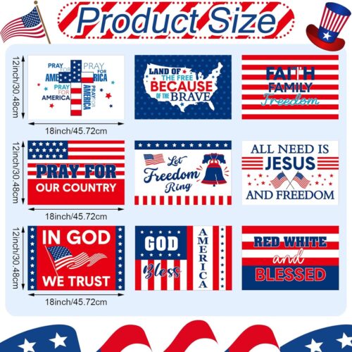 9 Pcs 4th of July Yard Signs Patriotic Outdoor Decorations