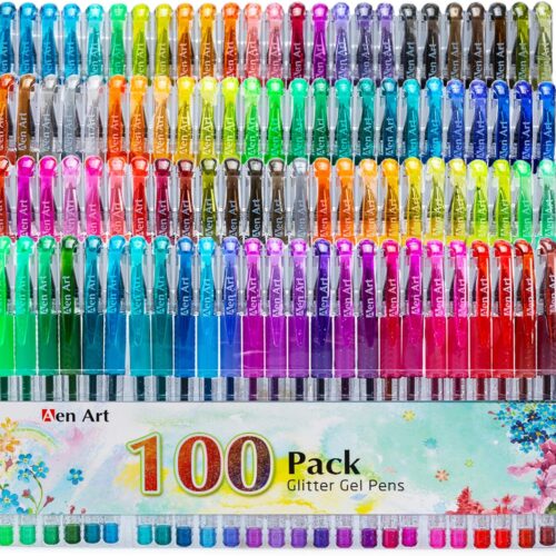 81iniNRuDZL._AC_SL1500_ Glitter Gel Pens, 100 Color Glitter Pen Set for Making Cards, 30% More Ink Neon Glitter Gel Marker for Adult Coloring Books, Journaling Crafting Doodling Drawing