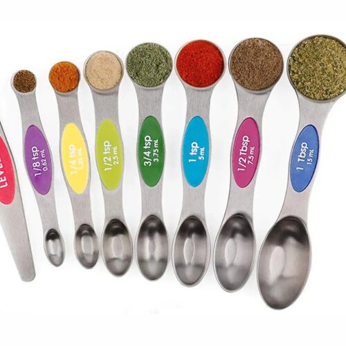 Magnetic Dual Sided Measuring Spoons with Leveler Set of 8-3 Colors To Pick From