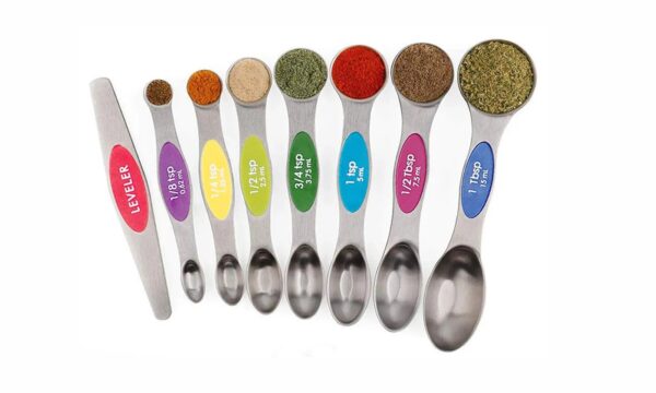 Magnetic Dual Sided Measuring Spoons with Leveler Set of 8-3 Colors To Pick From 1