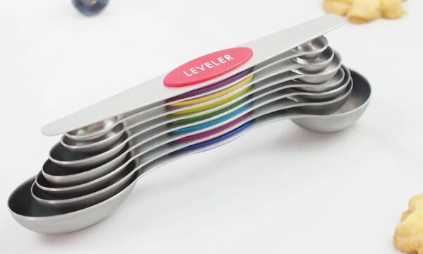 Magnetic Dual Sided Measuring Spoons with Leveler Set of 8-3 Colors To Pick From 2