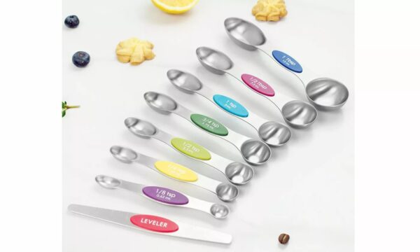 Magnetic Dual Sided Measuring Spoons with Leveler Set of 8-3 Colors To Pick From 3