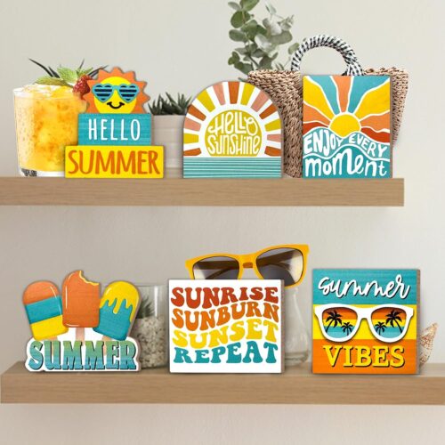 Hello Summer Sunrise Popsicle Sun Wooden Signs