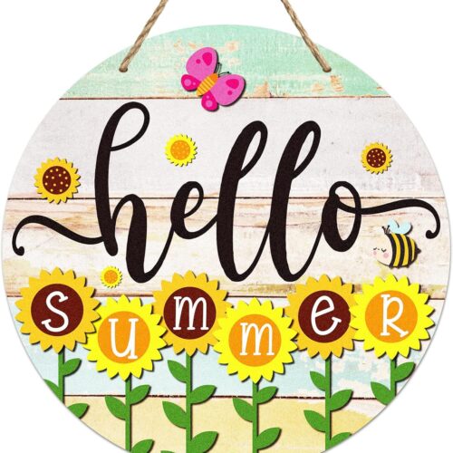 1 Welcome Summer Hanging Sign for Home Wall Front Door