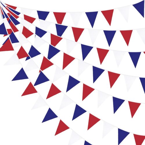 1 Red Blue White Banner Party Decorations Fabric Pennant Triangle Flag Bunting Garland