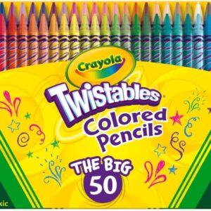 Twistables Colored Pencil Set (50ct), No Sharpen Colored Pencils For Kids
