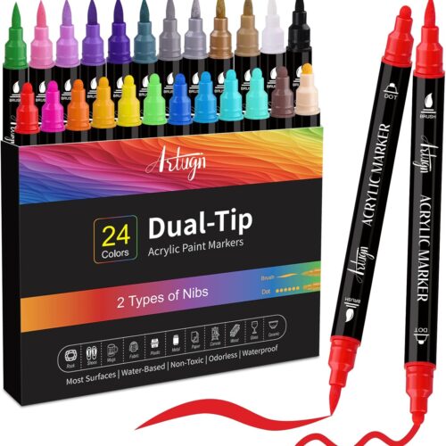 Medium Tip and Brush Pen for Rock Painting