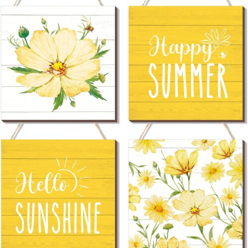 1 Hanging Plaque Hello Summer Sign Rustic Wood Decor