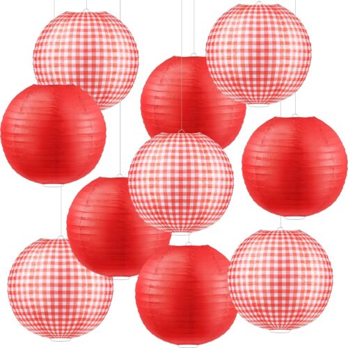 1 Picnic Party Decorations Red Paper Lanterns Round Hanging