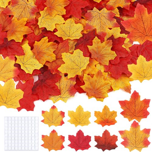 1 Fall Leaves Set 7 Colors Artificial Autumn Maple Leaf Decor
