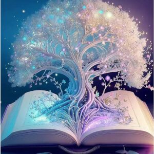 Easy-to-follow, beginner-friendly, 5D diamond painting kits for adults. White Tree of Life diamond painting with full drill. Wall décor gifts for homes, measuring 15.7 x 19.7 inches.