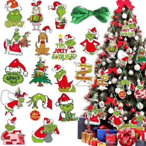 1 32 pieces of Christmas tree decorations and ornaments, including paper hanging ornaments for winter and Christmas-themed party favor supplies.