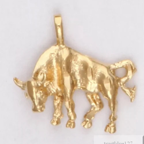 1 Bull Zodiac Charm Pendant 24k Yellow Gold Plated