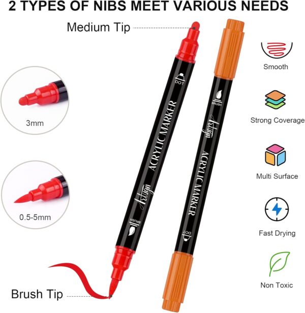 Medium Tip and Brush Pen for Rock Painting 4