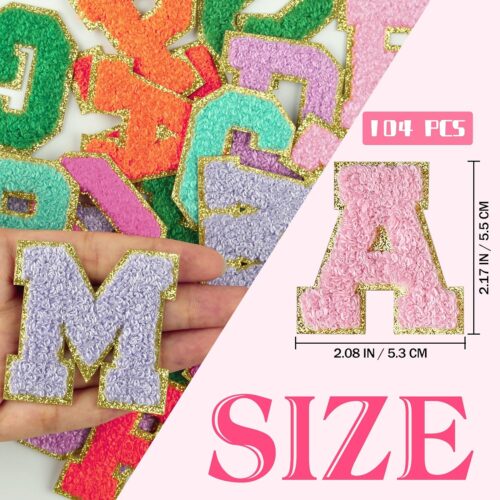 2 Letter Patches for Clothing Fabric