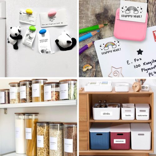 2 less Mini Sticker Printer with 10 Rolls Thermal Paper for iOS&Android