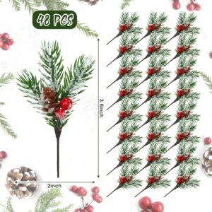 Snow Artificial Christmas Picks Floral Pine Cones Faux Stems Spray Christmas Tree Picks Artificial Pine Branches