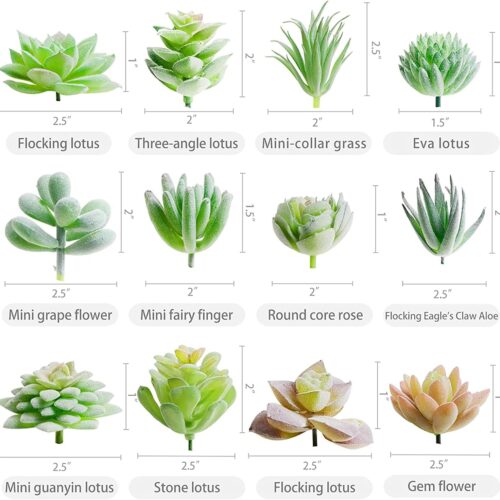 2 Artificial Succulents Mini Fake Plants Unpotted Faux Succulent for Craft
