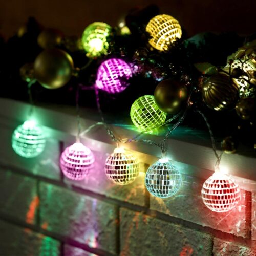 2 LED Disco Ball Decorations Mirror Disco Ball Ornaments 70s Disco Party Supplies