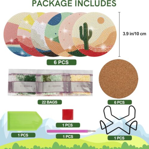 Abstract Landscape Diamond Art Coasters Diamond Small Painting Kits for Beginners