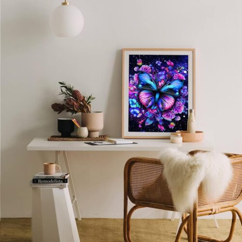 2 Butterfly Diamond Art Painting Kits for Adults - Full Drill Diamond Dots Paintings for Beginners