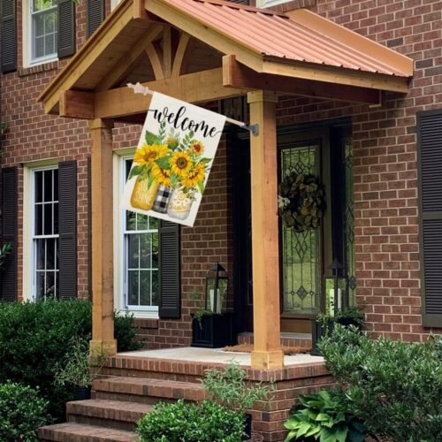 Summer House Flag Mason Jar Sunflower Large Double Sided for Outside Welcome