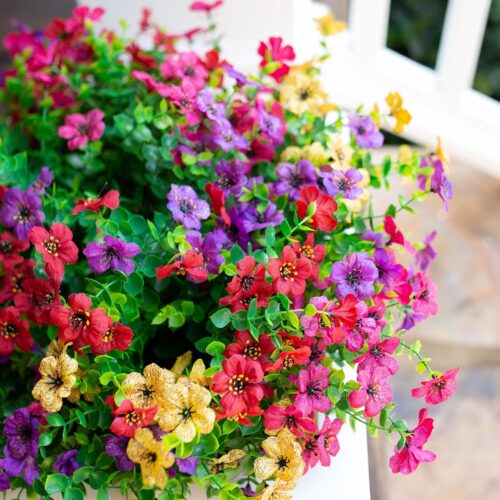Artificial Fake Plants Flowers for Outdoor Outside Spring Summer Decoration