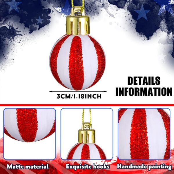 Tatuo 54 Pieces Red, White, and Blue Patriotic Ball Ornaments for Trees Independence Day Hanging Ornaments for Holiday Party Gifts Home Décor 4