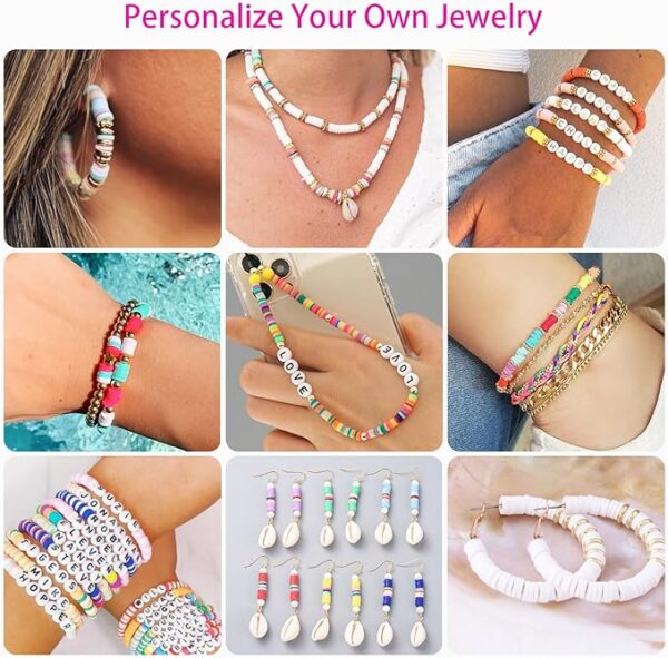 The Paodey 20,000 Piece Clay Bead Bracelet Making Kit comes with 6 boxes of 120 colors of polymer beads, spacer heishi beads, and elastic strings. It's a great craft gift for kids and adults. 2