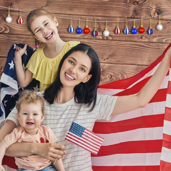 Tatuo 54 Pieces Red, White, and Blue Patriotic Ball Ornaments for Trees Independence Day Hanging Ornaments for Holiday Party Gifts Home Décor 2