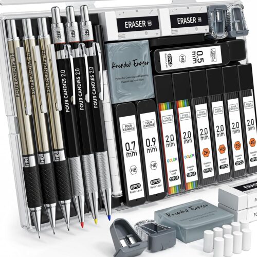 81DyCf32VJL._AC_SL1500_ Art Pencil Mechanical Pencil Set with Case