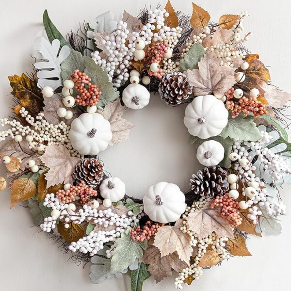 Stunning Maples Leaf Pumpkin Pine Beautiful Wreath 1