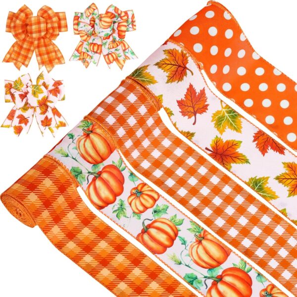 Rich Fall Orange Ribbon for Creating Beautiful Pumpkin 1