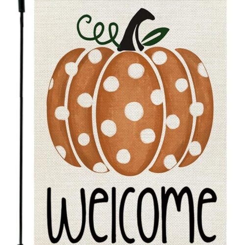 Thanksgiving Fall Polka Dots Pumpkin Beautiful Garden Flag
