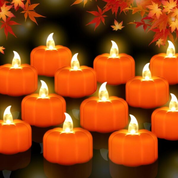 High Quality Orange Pumpkin with Lights Flameless Candles 1