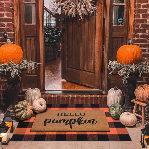 1 Indoor Outdoor Autumn Mats Hello Pumpkin