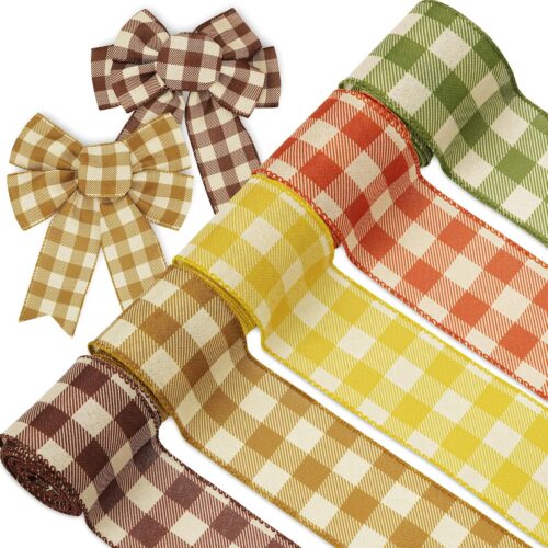 Gingham Patterned Ribbon Autumn Color Buffalo