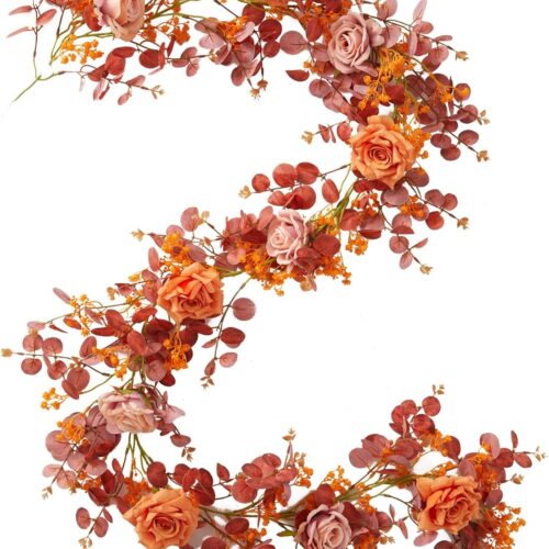 Fall Garland Artificial Eucalyptus Garland with Flowers