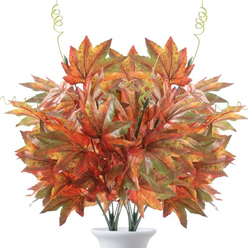 Artificial Silk Maple Leaf Shrubs Faux Fall Leaf Stems