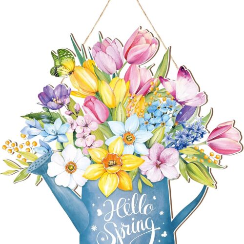 Spring Door Decor Flower Welcome Door Sign