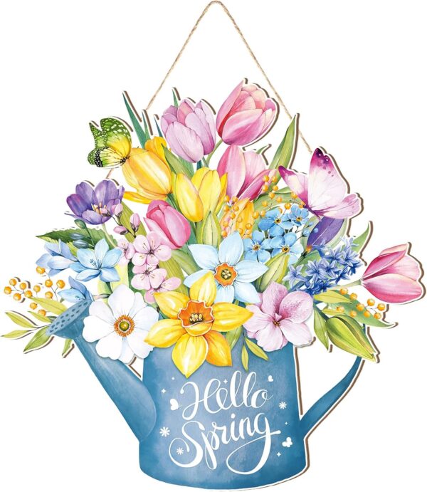 Spring Door Decor Flower Welcome Door Sign 1