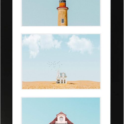 Black Photo Wood Collage Frame with Mat Displays