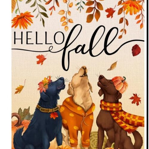 1 Fall Dogs Garden Flag Vertical Double Sided