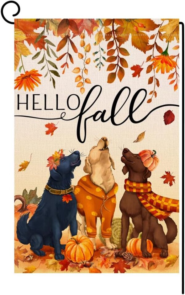 Fall Dogs Garden Flag Vertical Double Sided 1