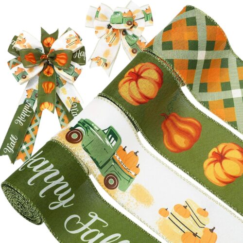 1 Wall Wired Edge Ribbon 24 Yards Autumn Pumpkin