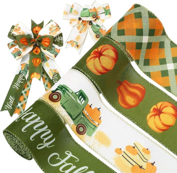 Wall Wired Edge Ribbon 24 Yards Autumn Pumpkin 1