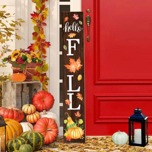 Hello Fall Welcome Sign for Front Porch Standing 1