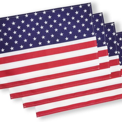 4th of July Placemats Set Strips Stars American Flag