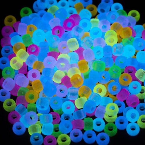 1 Acrylic 9 Color Pony Beads 6x9mm Bulk Glow